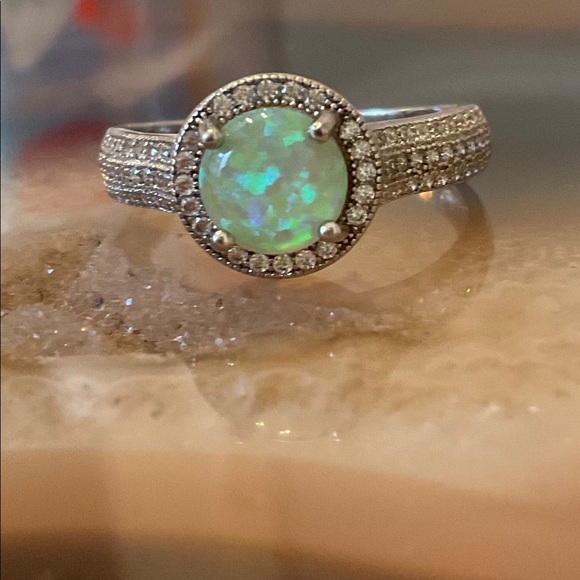 Sterling silver fire opal ring October Birthstone - Picture 5 of 7